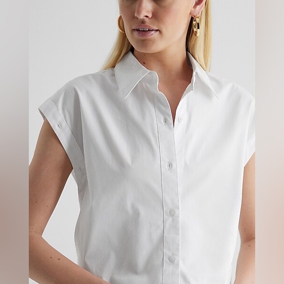 Express white detachable long sleeve poplin cotton button up shirt /vest, 2 in 1 - Picture 10 of 10